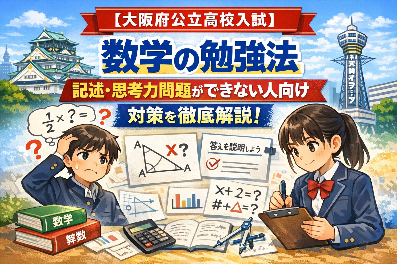 【大阪府公立高校入試】数学の勉強法｜記述・思考力問題ができない人向け対策を徹底解説