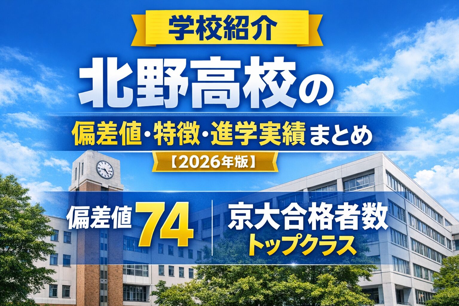 【学校紹介】北野高校の偏差値・特徴・進学実績まとめ【2026年版】