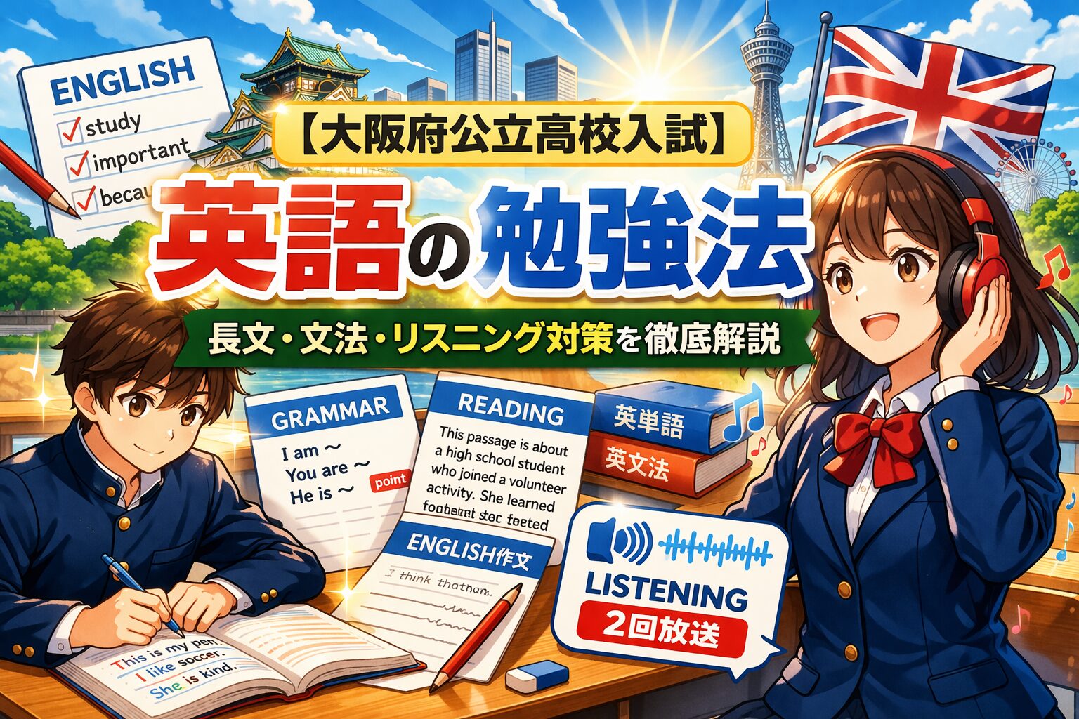 【大阪府公立高校入試】英語の勉強法｜長文・文法・リスニング対策を徹底解説