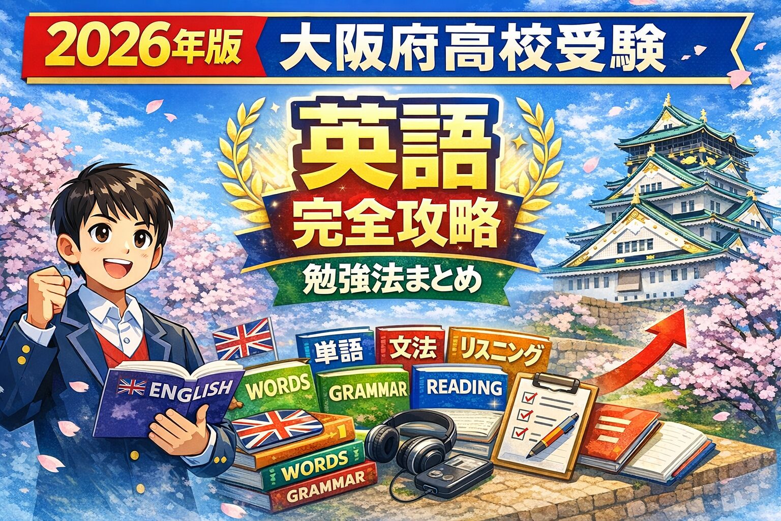 【2026年版】大阪府高校入試｜英語の勉強法まとめ（単語・文法・長文・リスニング・英作文を完全攻略）