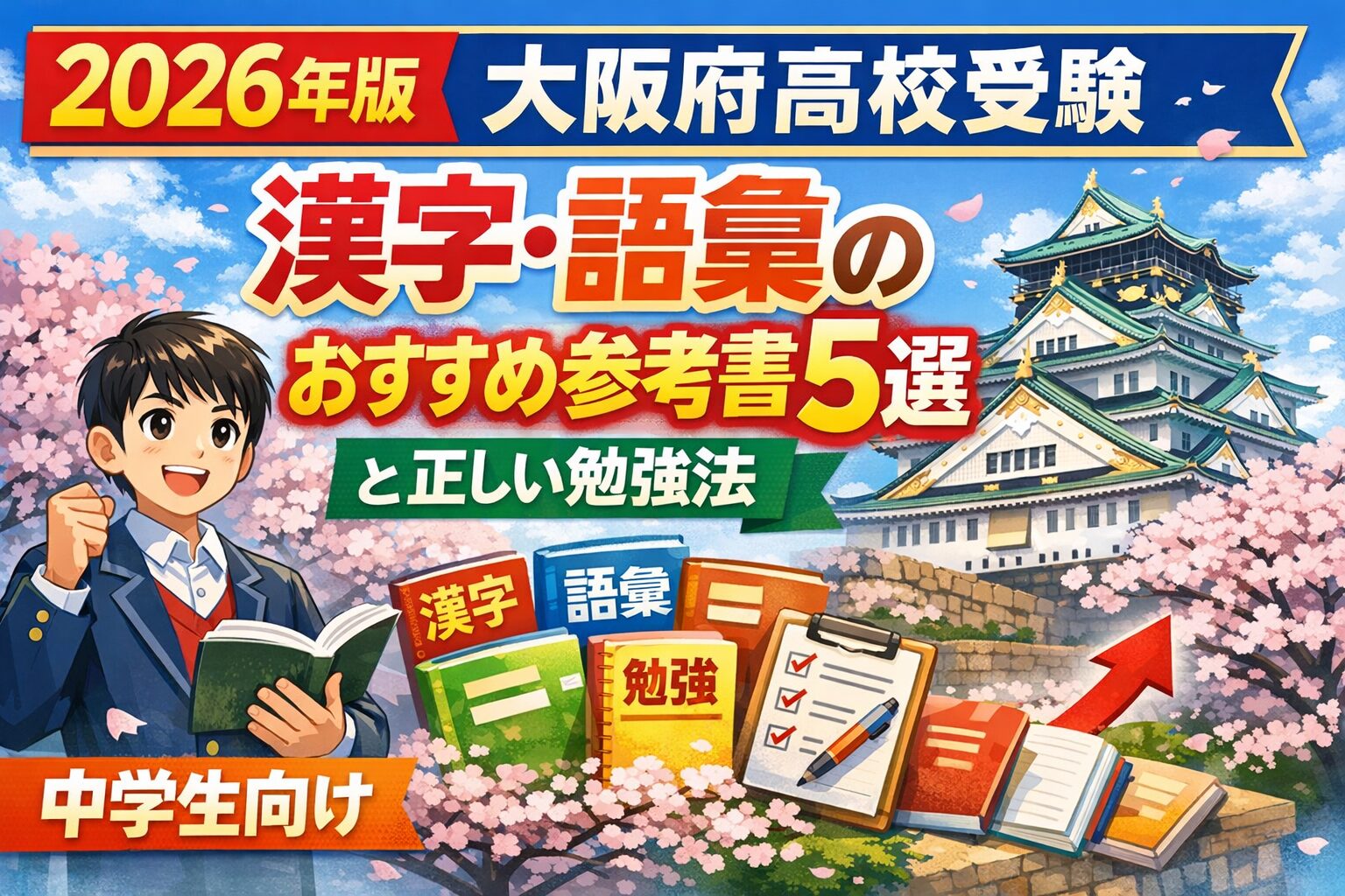 【2026年版】大阪府高校受験｜漢字・語彙のおすすめ参考書5選と正しい勉強法【中学生向け】