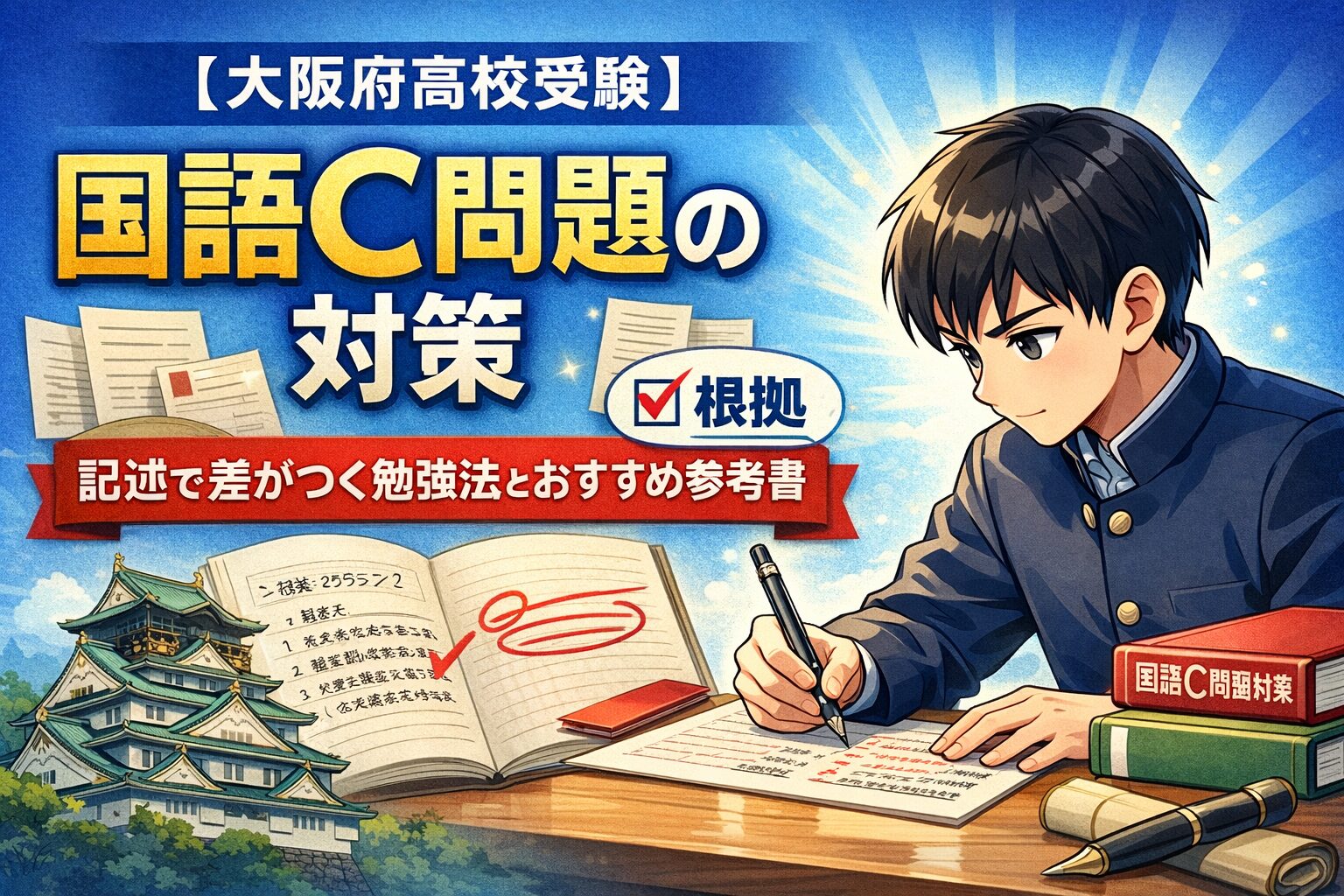 【大阪府高校受験】国語C問題の対策│記述で差がつく勉強法とおすすめ参考書