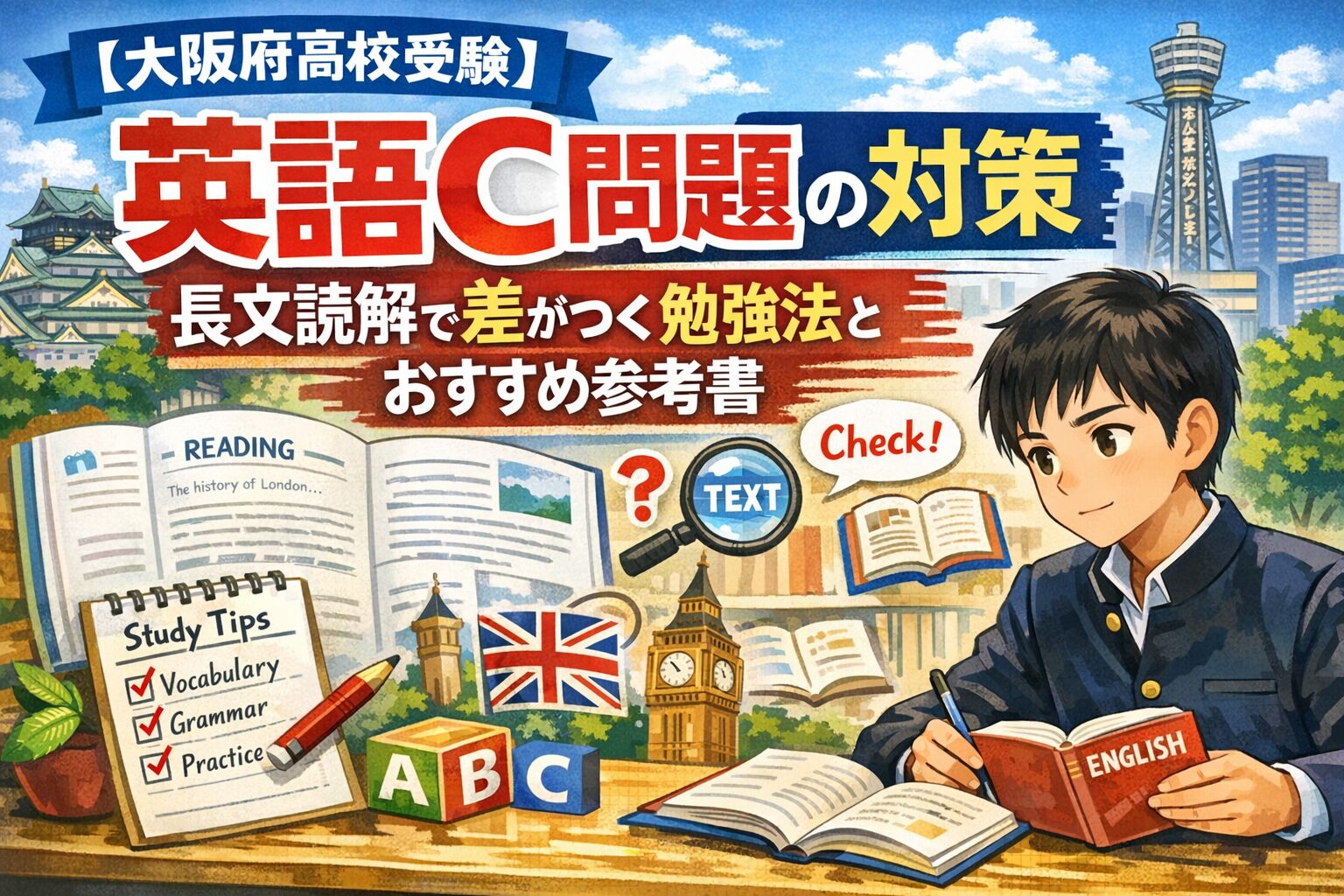 【大阪府高校受験】英語C問題の対策｜長文読解で差がつく勉強法とおすすめ参考書