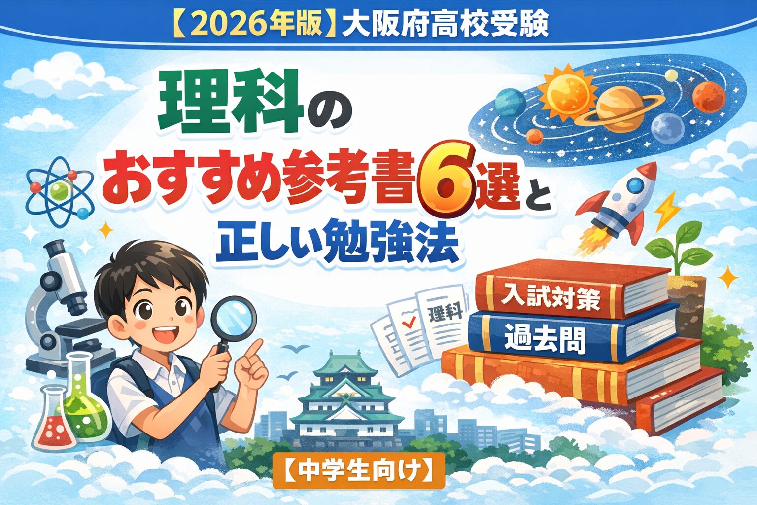 【2026年版】大阪府高校受験｜理科のおすすめ参考書6選と正しい勉強法【中学生向け】